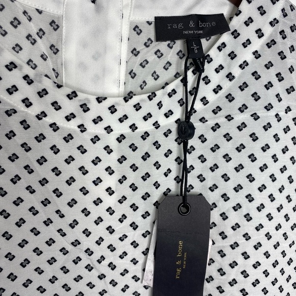 𝅺Rag & Bone White and Black Crewneck T Shirt Blouse Size Large - Picture 10 of 13